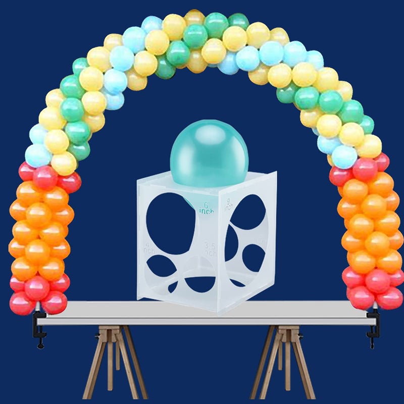 Worown 11 Holes Collapsible Plastic Balloon Sizer Cube Box, 2-10 Inch Balloon Size Measuring Tools for Decorations like Balloons Arch & Column (White) - Image 4